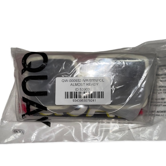 QUAY Almost Ready Polarized Sunglasses 
Ivory Frame Brown Gradient Lens Square - Picture 8 of 14